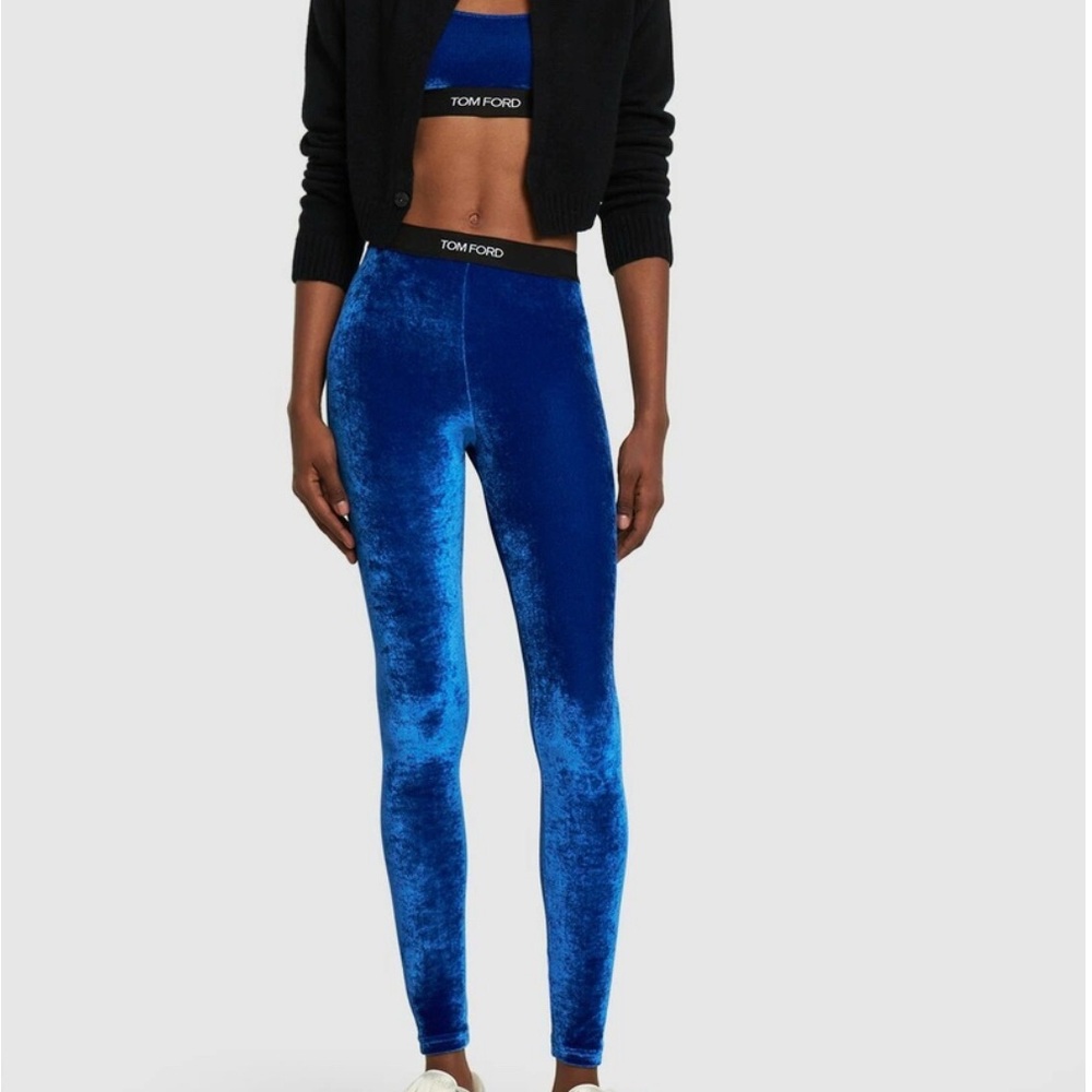 Tom Ford midnight blue velour leggings Size M NWT - Picture 6 of 7